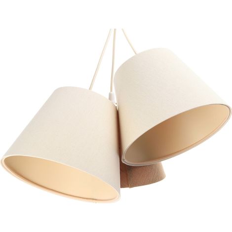 Suspension Boho 070-122 - Extérieur en mélange de jute et lin a dominante beige clair, intérieur beige crème (1/5)