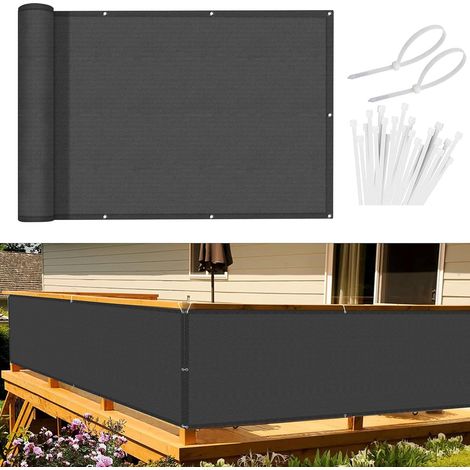 Brise Vue Balcon Anthracite 90x300cm, Cache Brise Balcon pour Jardin Exterior PES, avec Trous et Serre câbles, UV Résistant (1/5)