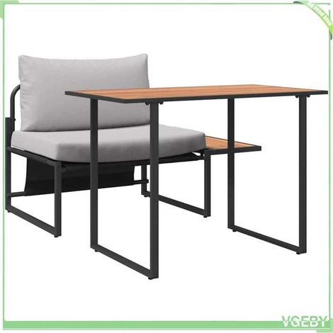 Ensemble de jardin - FAFEICY - 42004138 - 2 places - Cadre acier & plateau acacia - Protection anti-UV (1/5)