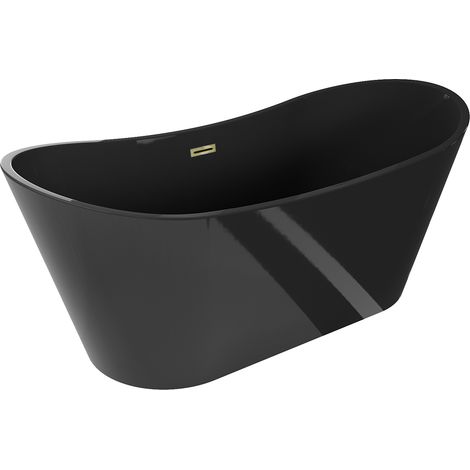 Mexen Montana freistehende Badewanne 170 x 80 cm, schwarz, mit Überlauf in Gold - 52011708070-50
