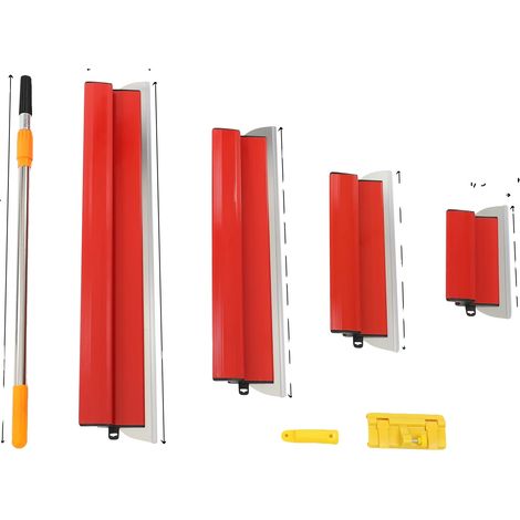 Ensemble de lames à lisser pour plaques de plâtre, Pôle télescopique, Plusieurs tailles de lames, Rouge (1/2)
