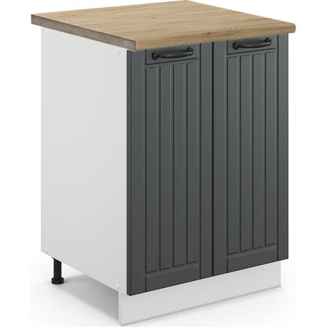Mobiletto base cucina Fame-Line, Antracite rustico, 60 cm , PL Rovere, Vicco