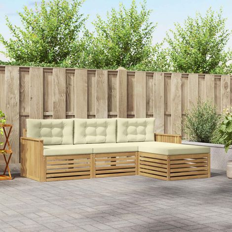 vidaXL Outdoor-Sofagarnitur 4 Stk. Weiß und Creme (1/5)