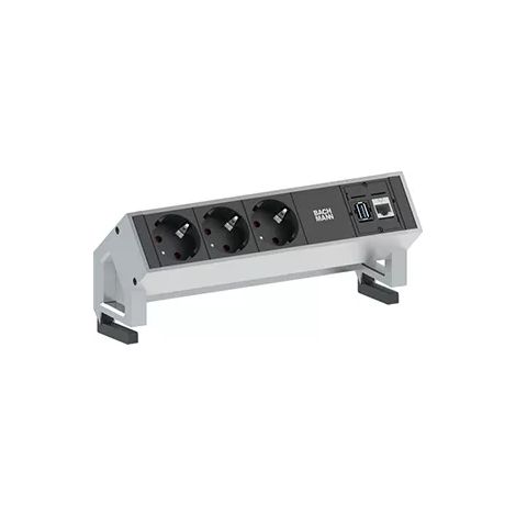 Bachmann 902.501 Steckdosenleiste 3fach Schwarz, Silber Schutzkontakt 1 St. (1/2)