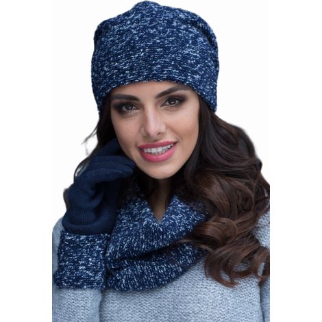 Ensemble chapeau et foulard Patrizia pour femme, bleu marine (1/2)