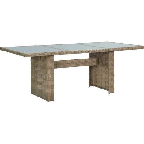 Table à manger Scandinave - Table de salle à manger Marron 200x100x74 cm Verre et résine tressée BV938224 - BonneVie (1/5)