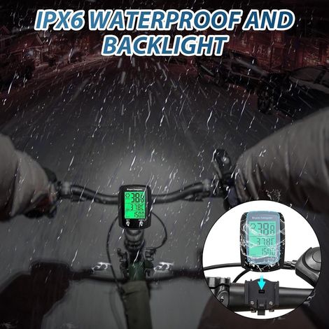 Kabelloser Fahrradcomputer mit 20 Funktionen, wasserdicht nach IPX6, Fahrradkilometerzähler mit LCD-Hintergrundbeleuchtung, einfache Bedienung dank großer Tasten und übersichtlichem Display. (1/5)