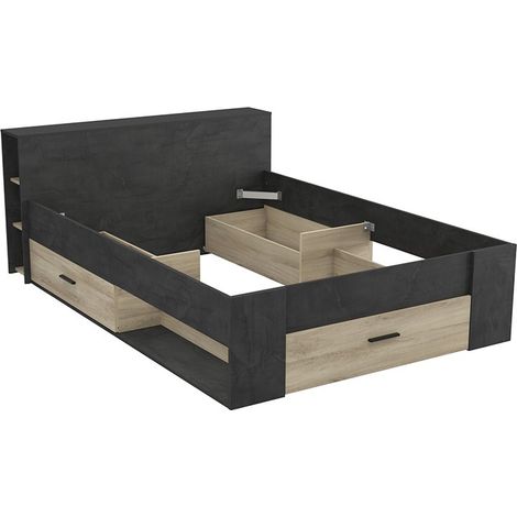 Lit 140x190 cm Pocket naturel et noir (1/5)