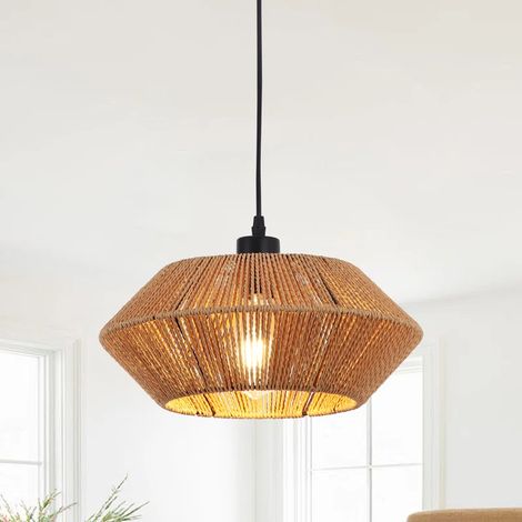 Ganeed Woven Plug in Pendant Light with Handmade Ratten, Dimmable Switch, Natural Basket Hanging Lamp for Bedroom Kitchen Island Decor Farmhouse Living Room (1/5)