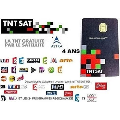 Carte TNTSAT HD V6 pour décodeur satellite Astra 19.2°E – Réception chaînes TNT française – Compatible avec récepteurs TNTSAT – M-E (1/2)