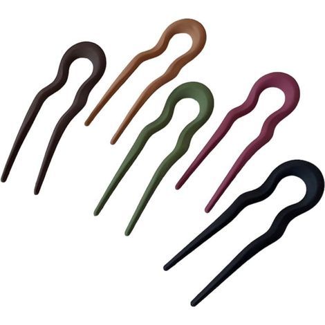 Lot de 5 épingles à cheveux françaises simples, bâtons à cheveux et fourchettes à cheveux avec deux broches – Bâtons à cheveux élégants et épingles à chignon givrées (1/5)