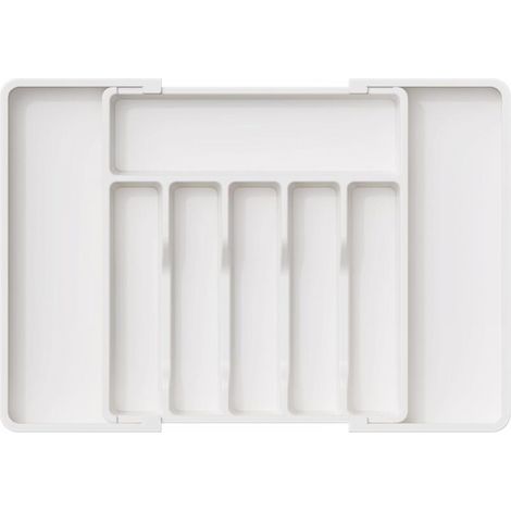 Range-couverts blanc 57385cm 1 tiroir extensible en plastique pour ranger cuillères et fourchettes (1/5)