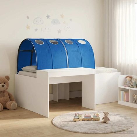 vidaXL Letto alto per bambini con scrivania Bianco e Blu