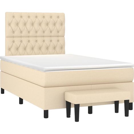 Maison Exclusive - Giroletto a Molle con Materasso Crema 120x190 cm in Tessuto