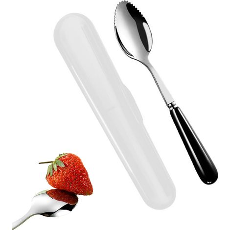 Cuillère À Pamplemousse - Acier Inoxydable Et Céramique - Bords Dentelés Arrondis - Pour Fruits Agrumes Et Desserts - 1 Pièce (1/5)
