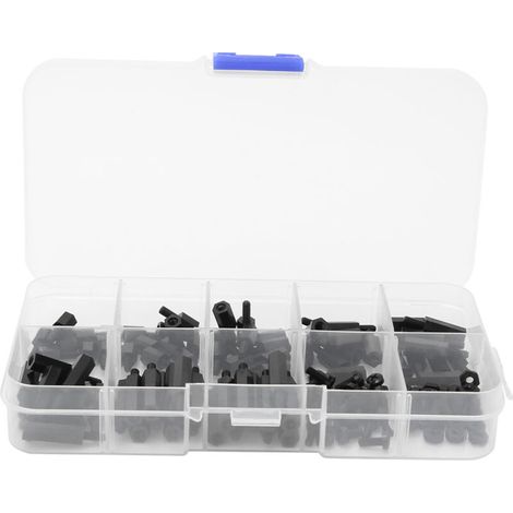 Kit de 140 vis en nylon M2.5, vis cruciformes rondes, écrous, entretoises mâles et femelles (noir) (1/5)