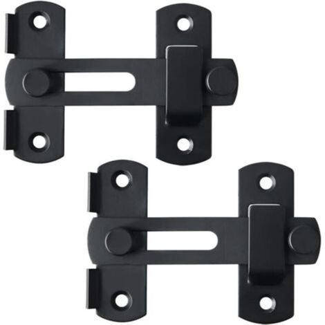 (2 Pcs) Sliding Door Lock Latch Flip Bolt Lock Buckle with Screws, Matte Black Stainless Steel (1/5)