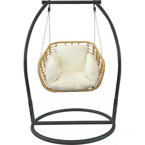 Dondolo un posto singolo struttura in metallo circolare con cuscino 105x156x105 cm Gleces