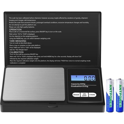 Precision Scale, 500g/0.01g, Kitchen Scale, Portable Digital Pocket Scale with LCD Screen and Tare Function, Jewelry Scale, For Jewelry, Coffee, etc. (Batteries Included) (1/5)