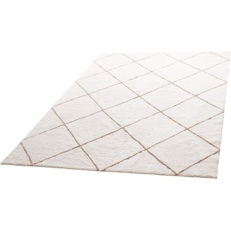 Mophorn Tapis rectangulaire en peluche 2,44 x 3,05 m pour chambre ou véranda. Design moderne avec poils longs, épais et doux, doté d'un envers antidérapant pour une utilisation sécurisée. beige (1/5)