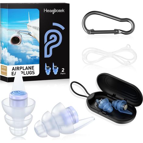 Bouchon Oreille Avion, 2 Paires Bouchons d'oreille Anti-pression, 24db Anti Bruit Protection Auditive - Accessoire Voyage Avion pour Adultes (Taille M&L) (1/5)