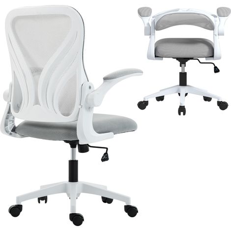 HOMCOM Mesh Office Chair, Computer Chair with Foldable Backrest, Grey