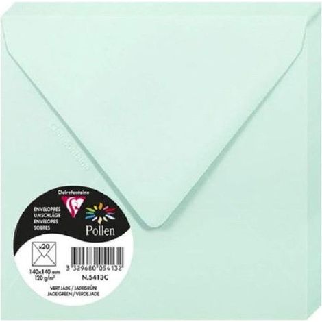 Enveloppe - CLAIREFONTAINE - Pollen - 120g - 140x140mm - Vert jade - Paquet de 20