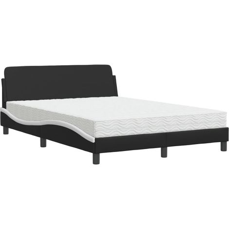 vidaXL Letto con Materasso Dover Nero e Bianco 120x200 cm in Similpelle (1/5)