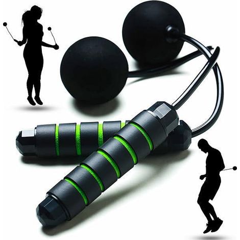 Corde à Sauter Sans Câble - Roulements Industriels 360° - Poignées Antidérapantes En Mousse - Boules Poids EVA - Adaptée Aux Petits Espaces Intérieurs - 1 Pièce (1/5)