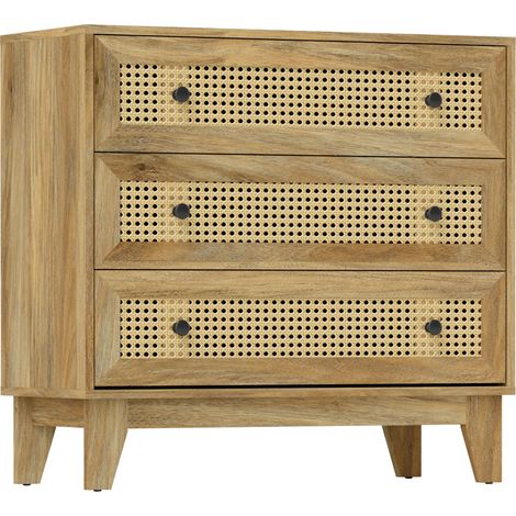 Commode 3 tiroirs rangement 80 x 35 x 76 cm multi rangements anti basculement scandinave contemporain en MDF naturel (1/5)