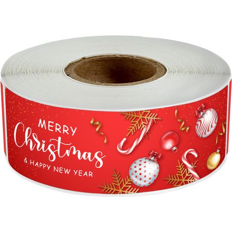 Étiquettes Adhésives Noël - Papier Auto-Adhésif pour Cadeaux - Motifs Traditionnels Festifs - Lot de 50 (1/5)