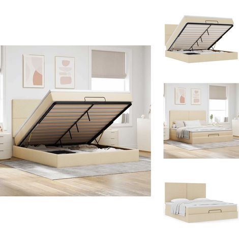 Ottoman-Bett mit Matratze Creme 180x200 cm Stoff - Ottoman-Bett - Ottoman-Betten - Bettrahmen - Bettgestell (1/5)