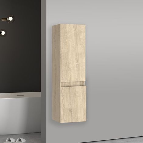 Aica Sanitarios Armario auxiliar de baño, 30 x 30 x 110 cm,color roble