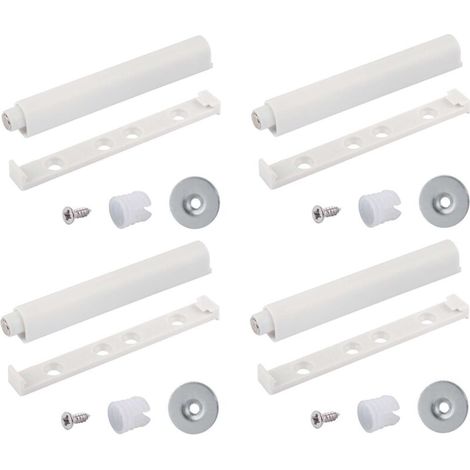 Mécanisme Push to Open pour porte placard – 4 unités – Loquet magnétique sans poignée – Installation rapide et facile – Plastique blanc (1/3)