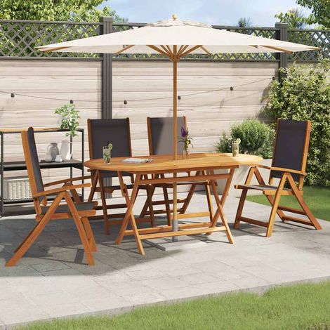 vidaXL Sillas plegables, 4 unidades, madera maciza de acacia y textilene. (1/5)