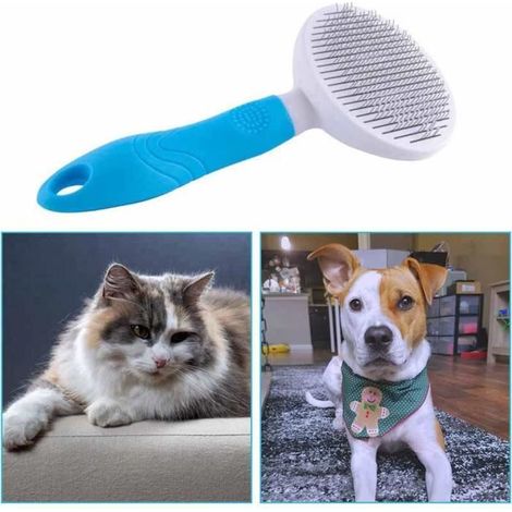 Brosse Chat Chien, Autonettoyante Toilettage Massante Peigne, Adapté pour Les Chiens Chats Cheveux Courts et Longs (1/4)