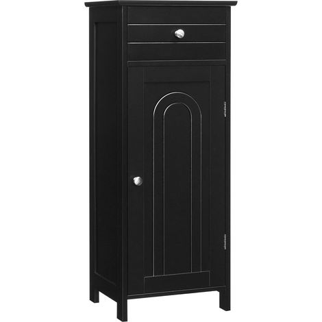 COSTWAY Armadio da Terra per Bagno, Mobile Armadietto con Cassetto, in MDF (E1) di Alta Qualità (Nero) (1/5)