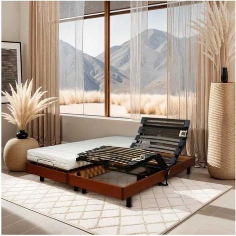 Ensemble relaxation Matelas + Sommier 2x80x200cm MERIDA - Cerisier - 14 cm - Ferme (1/2)