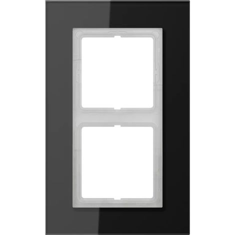 Jung Glasrahmen 2fach, senkrechte und waagerechte Montage, Glas, LS PLUS, schwarz LSP982GLSW (1/2)