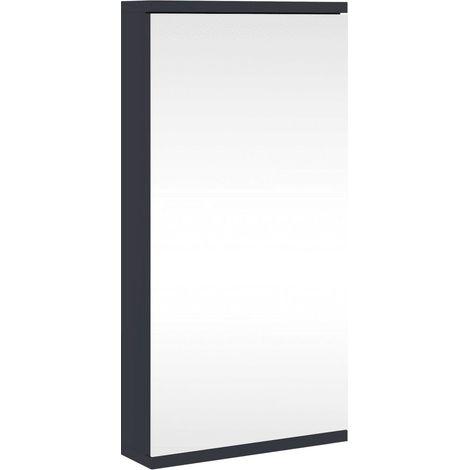 Armoire de bain à miroir d'angle murale avec rangement 30 x 24 x 60 cm design épuré en bois gris (1/5)