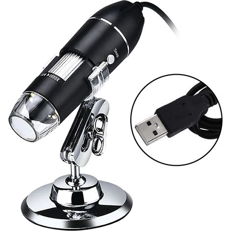 USB-Digitalmikroskop, 1000-fache Vergrößerung, 8-LED-Kamera mit Stativ, kompatibel mit Android, Windows/XP, Win 7, 8, 10, Vista, Linux, Mac, tragbare Inspektionslupe (1/2)