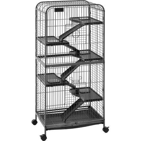 Mophorn Gabbia in Metallo a 6 Livelli per Piccoli Animali con Ruote, Altezza 133 cm, Spaziatura Fili 25,4 mm, Dotata di Rampe, Piattaforme, Vassoio e Sportelli, Ideale per Furetti, Cincillà