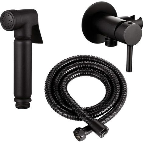 Ensemble complet de douchette design WC/bidet avec mitigeur Mini Shattaf en noir mat (1/5)