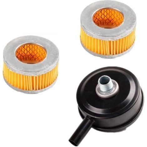 Compresseur d' aspirant isolation acoustique 20 mm en métal fileté, avec 2 pièces de filtre de rechange pour entrée pièces pneumatiques (1/4)
