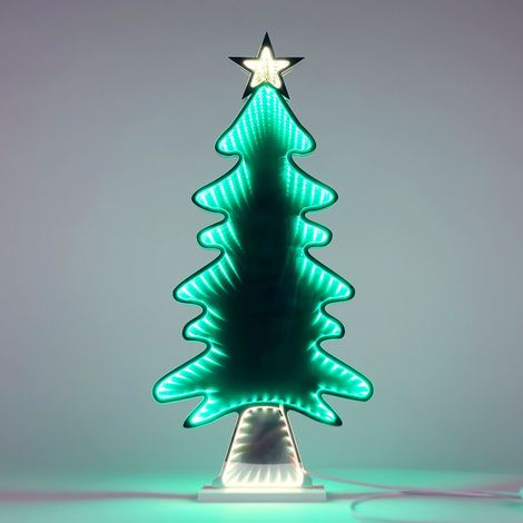Tannenbaum Aufsteller 50 cm mit Infinity Effekt Beleuchtung - 161 LED - 3D Weihnachts Dekofigur beidseitig beleuchtet