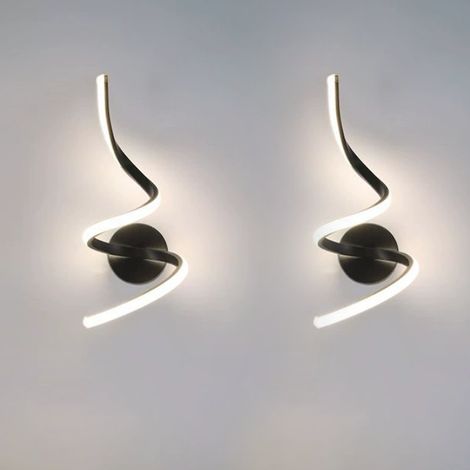 Lot de 2 appliques murales, lampes murales LED d'intérieur modernes, lampes de chevet en spirale, veilleuses, lumière blanche chaude (3000K) (1/5)