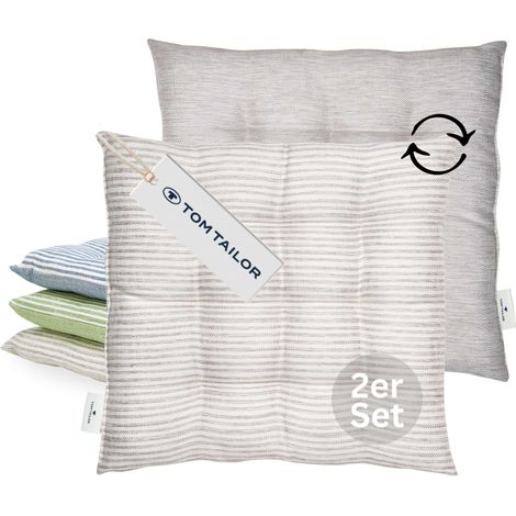 TOM TAILOR Sitzkissen 2er Sparset FRESHSTRIPE2ER - 2er Set 40x40 cm, Hellgrau