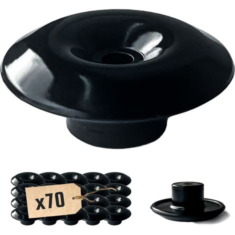 TECPLAST Lot de 70 Crochets champignons pour bâche - Noir - CC70 - Crochet de fixation bâche - Pergola, Piscine, Remorque