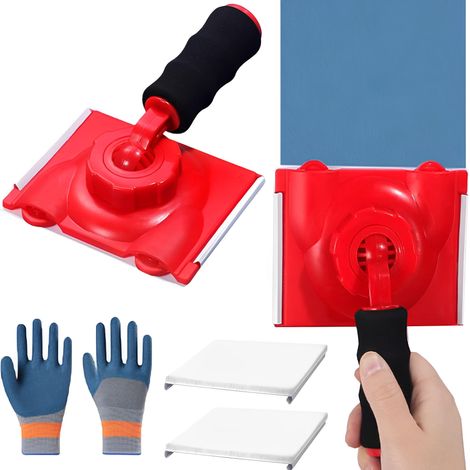 Outil multifonctionnel de découpe de peinture, avec 2 tampons de remplacement et 1 paire de gants en caoutchouc, coupe-bordures de peinture, la peinture des coins et des bordures