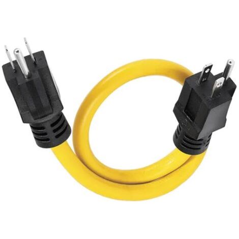 Applicable Cordon De Rallonge Mâle À Mâle, Adaptateur De Générateur À 3 Fiches Mâles 12awg 125v pour Le Transfert De La Batterie du Véhicule De Plaisance, du Panneau Solaire Et De L'alimentation Porta (1/5)